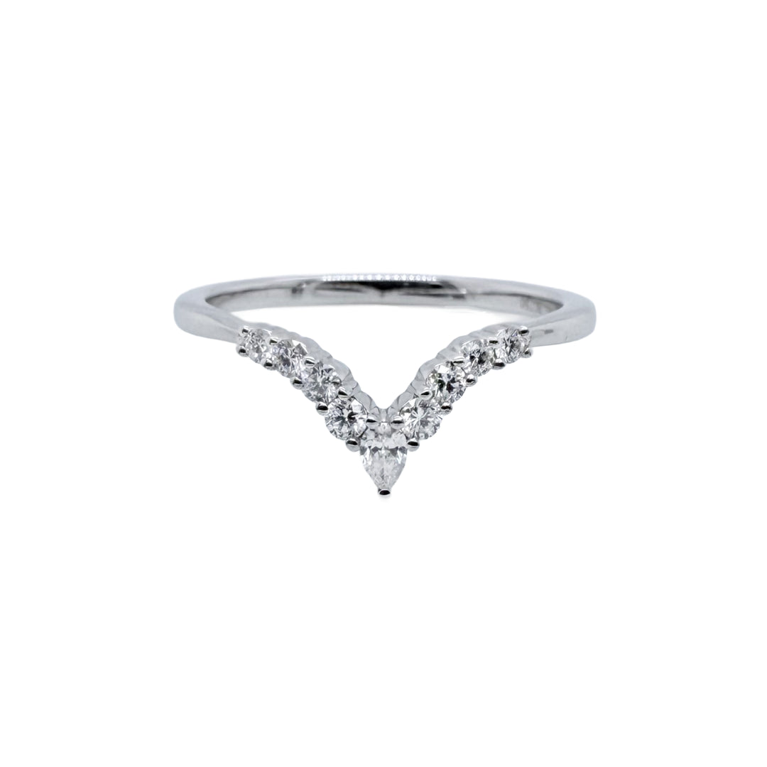18k White Gold & Diamond Wedding Wishbone Band | N.5