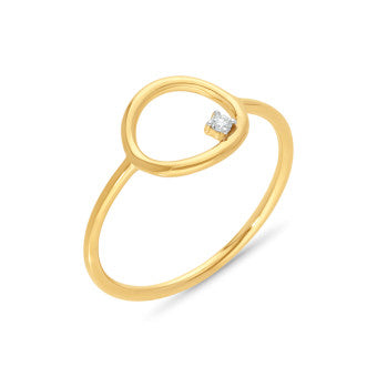 9k Yellow Gold Diamond Circle Ring