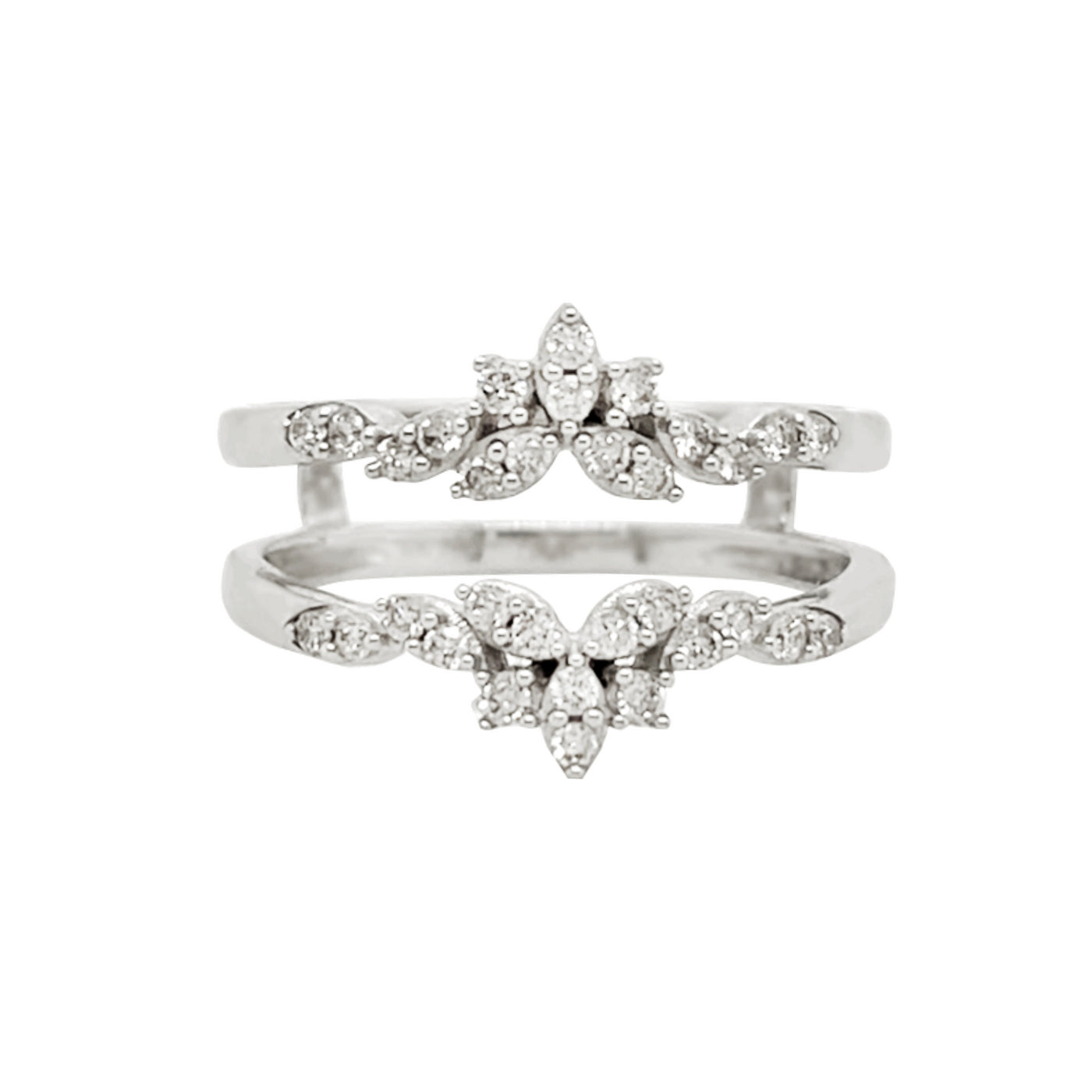14k White Gold Diamond Ring Guard