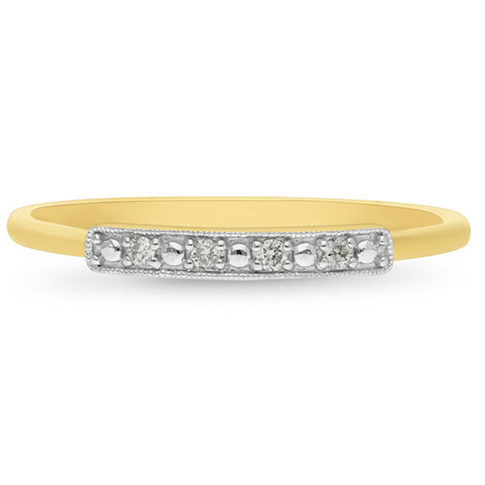 9k Yellow Gold & Diamond Ring