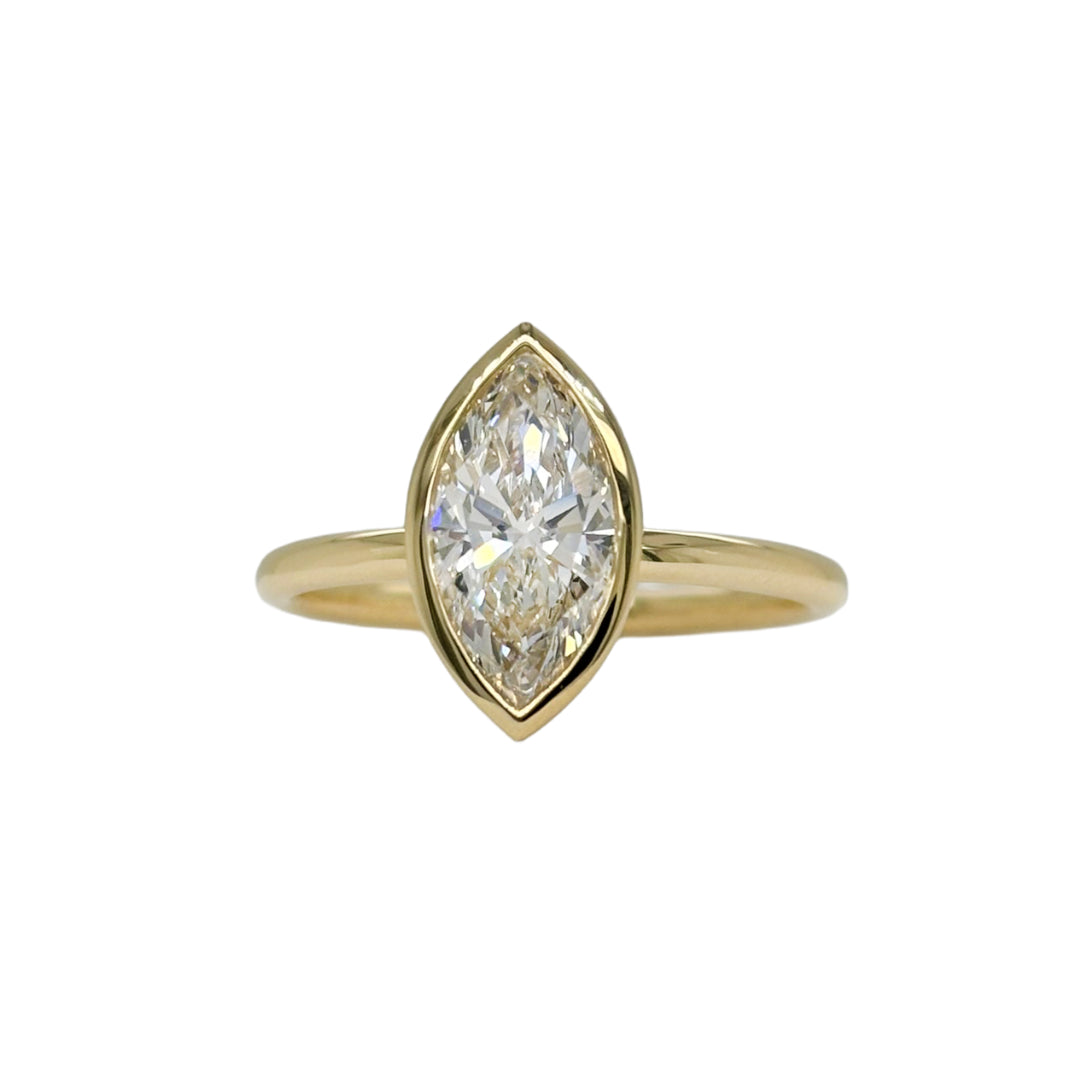 9ct Yellow Gold Bezel Set Marquise Diamond Ring