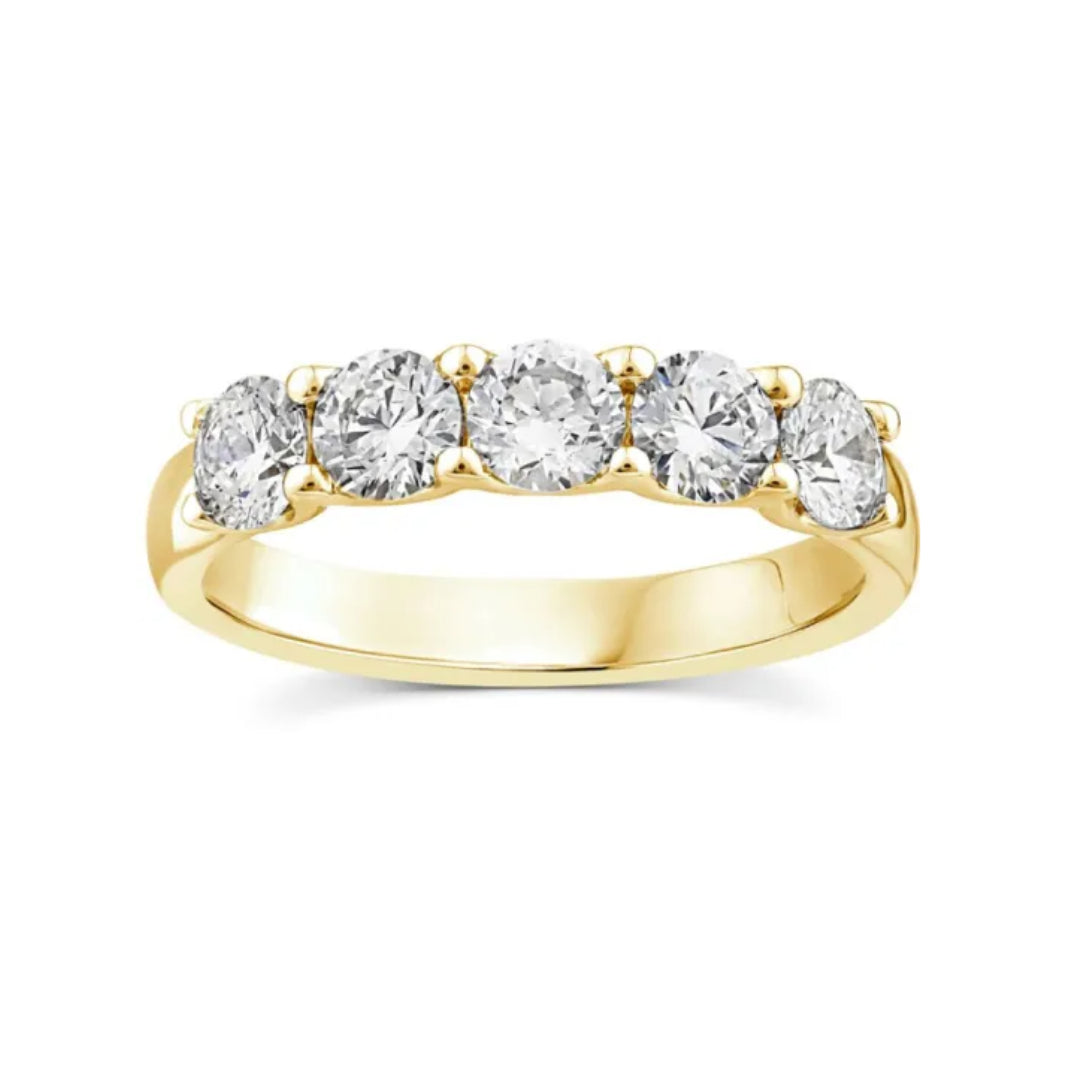 9ct Yellow Gold Lab Grown Diamond Round Cut Band 1.25 TDW