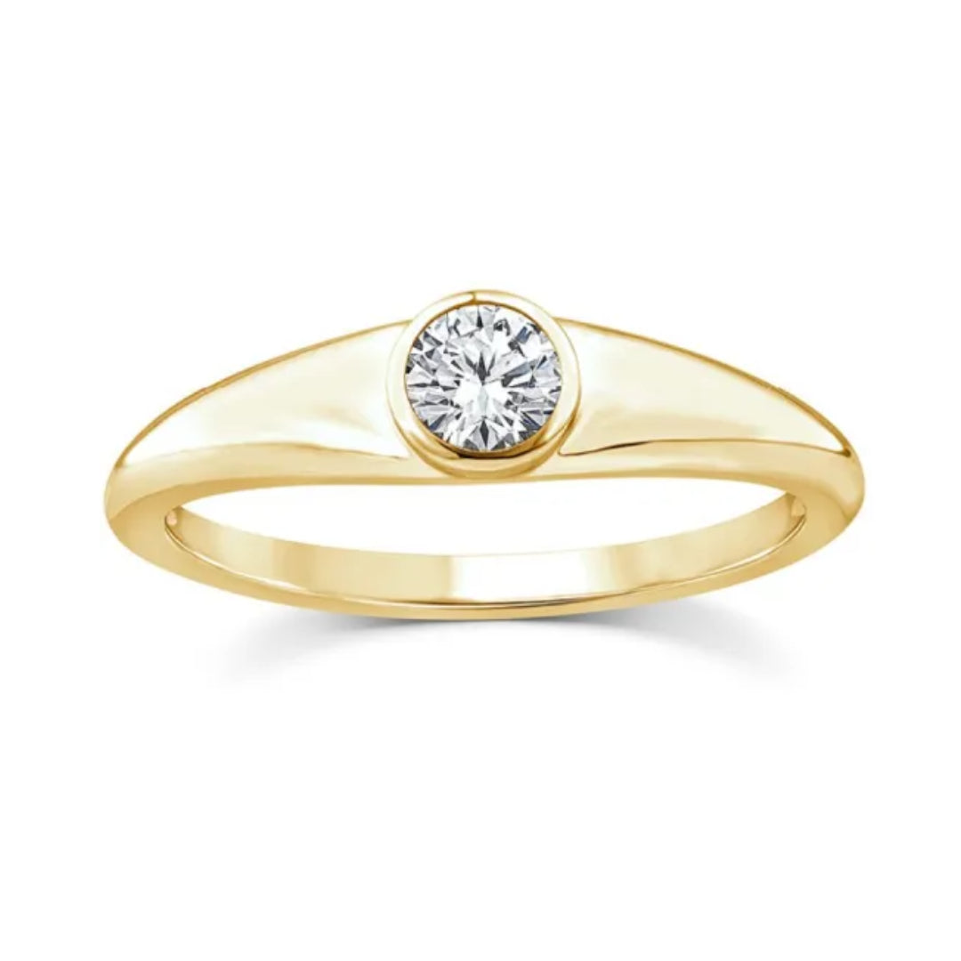 9ct Yellow Gold Lab Grown Diamond Solitaire Bezel Set Ring