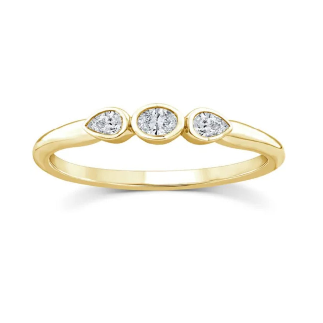 9ct Yellow Gold Lab Grown Diamond Bezel Set Three-Stone Ring