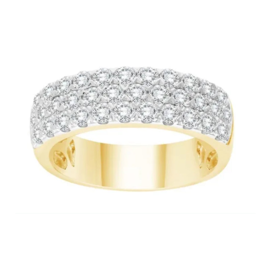 9ct Yellow Gold Lab Grown Diamond Pave Ring