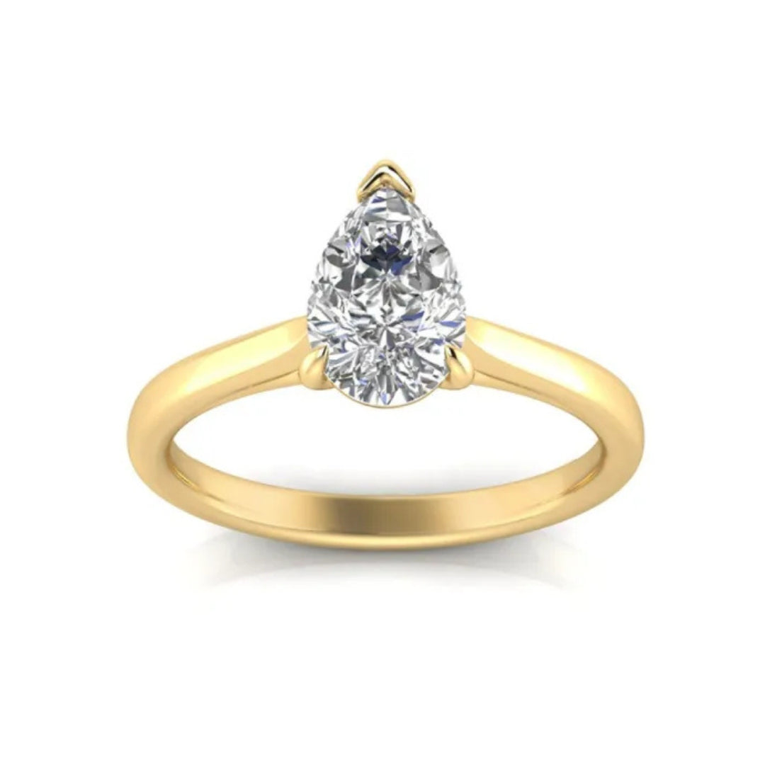 9ct Yellow Gold Lab Grown Diamond Solitaire Pear Ring