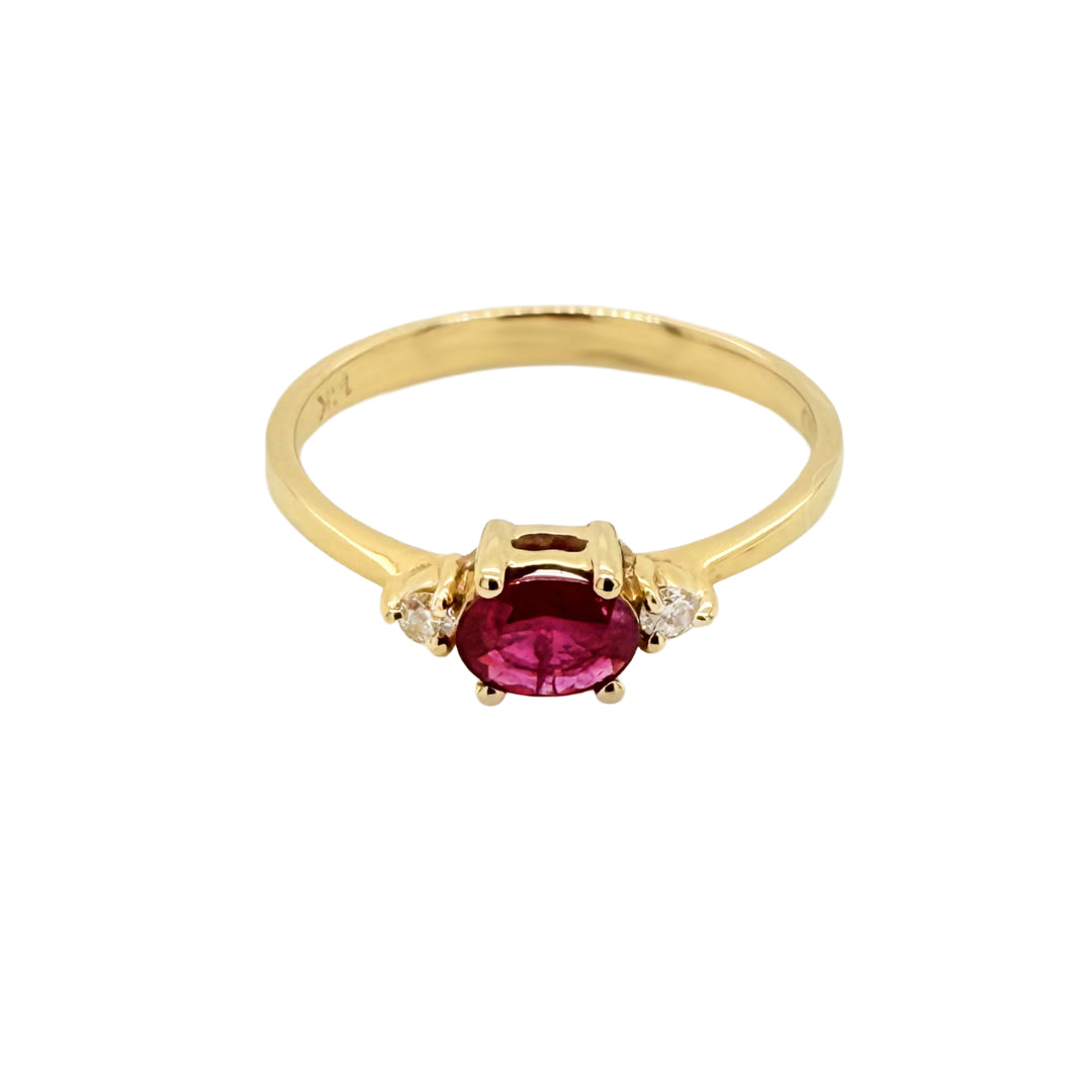 14k Yellow Gold Ruby & Diamond Ring | L