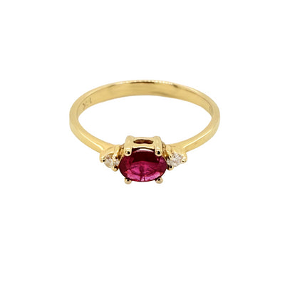 14k Yellow Gold Ruby & Diamond Ring | L