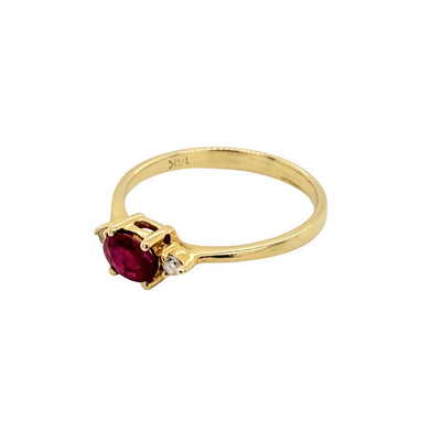 14k Yellow Gold Ruby & Diamond Ring | L