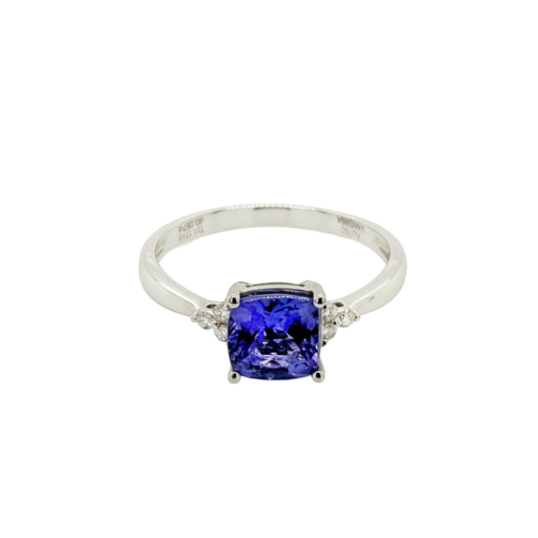 18k White Gold | Tanzanite & Diamond Ring | M ½