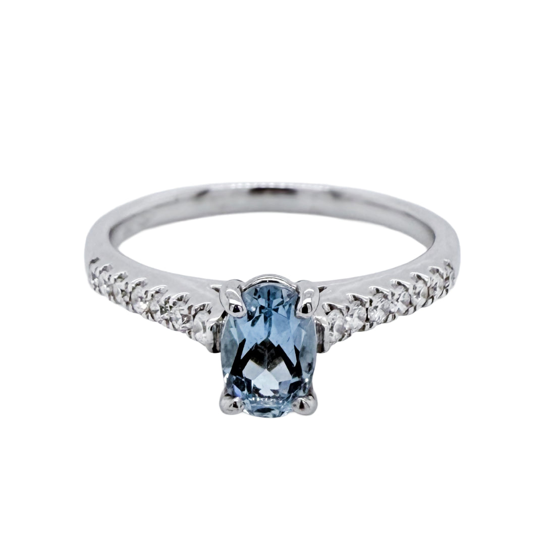 18k Aquamarine & Diamond Ring | M