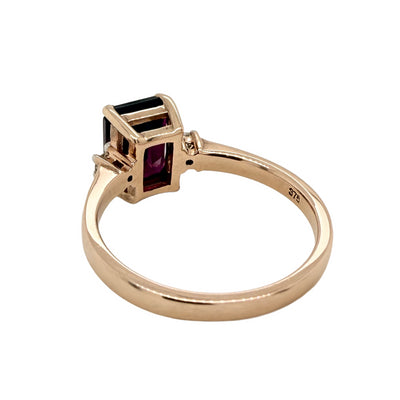 9k Rose Gold Rhodalite Garnet & Diamond Ring | N