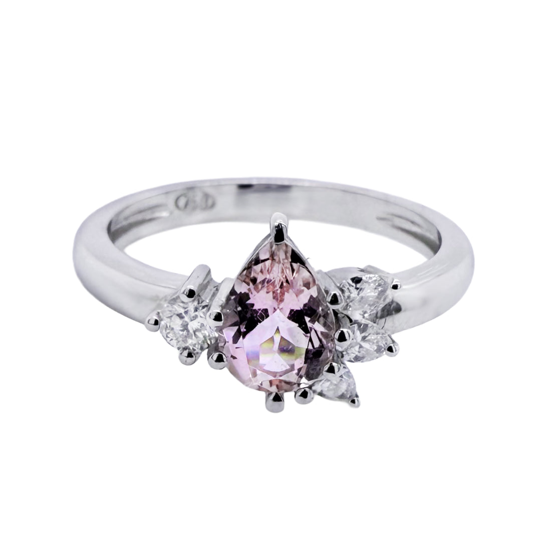 18k White Gold Saski Morganite & Diamond Ring | L