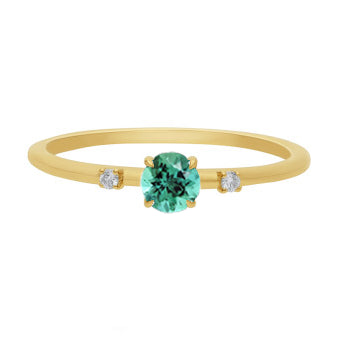 9k Yellow Gold Mint Tourmaline & Diamond Ring