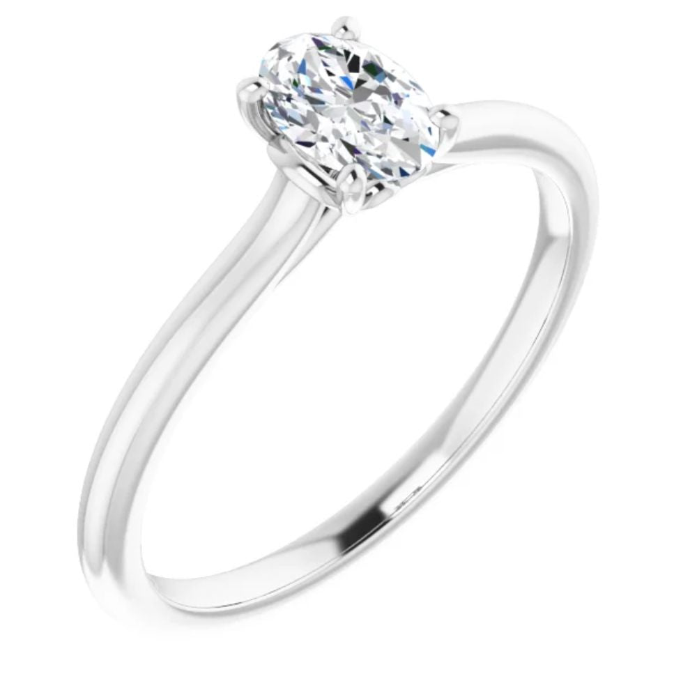 Amavi 14ct White Gold 0.50ct Oval Moissanite Solitaire