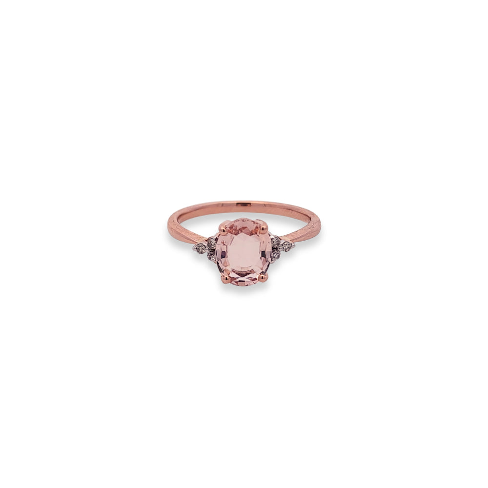 9k Rose Gold Morganite & Diamond Ring