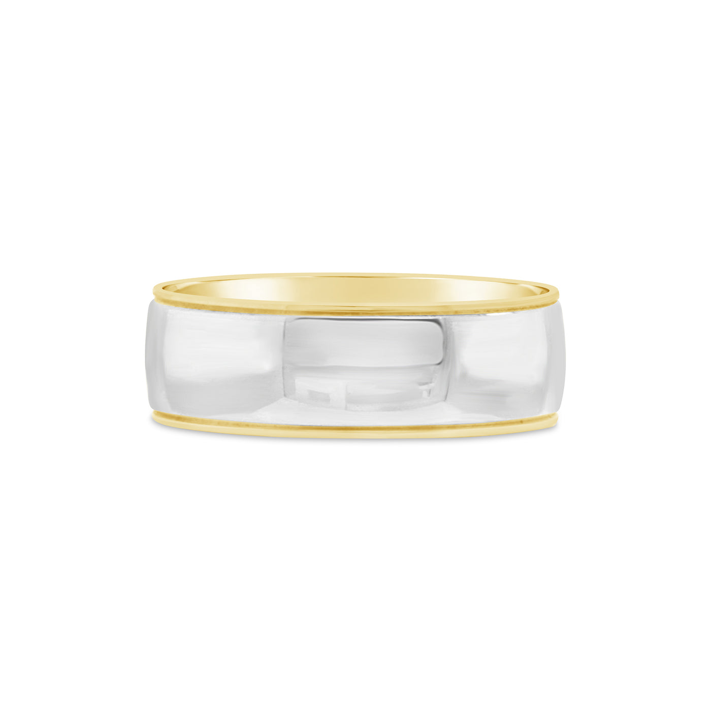 9ct Bitone Gold Faceted Wedding Ring