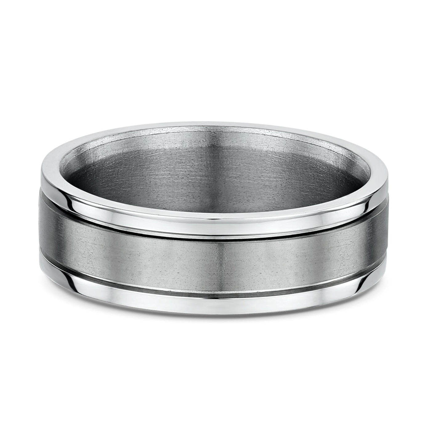 9K White Gold & Titanium Wedding Band (V)