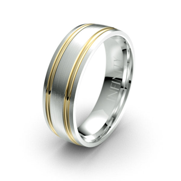 Infinity Titanium & 9ct Yellow Gold Wedding Band (V)