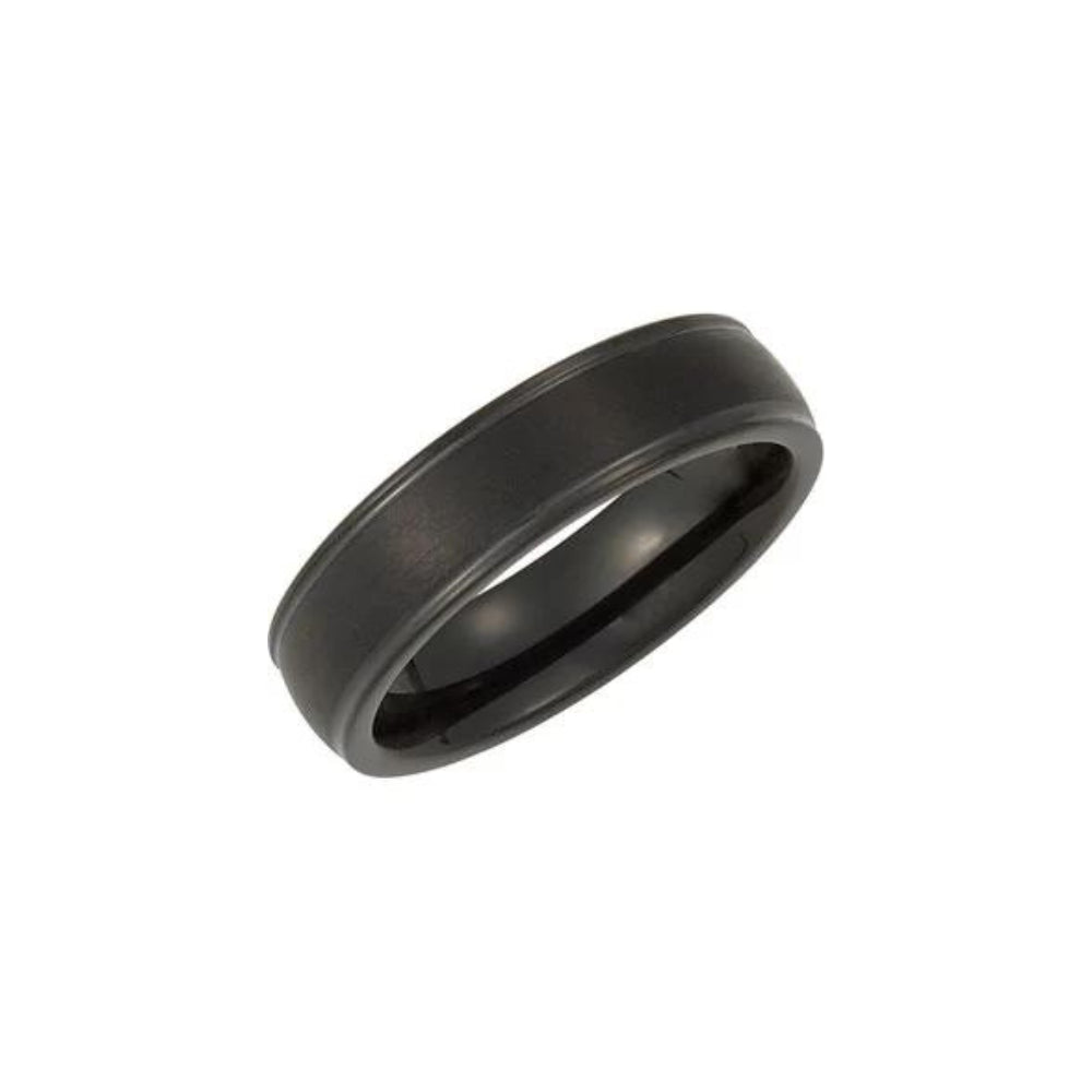 Tungsten 6mm Black Immersion Plating Grooved Band (Y)