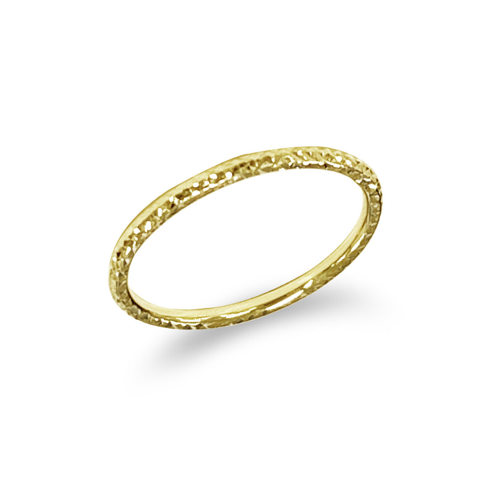 9k Yellow Gold Diamond Cut Stacker Ring (P)