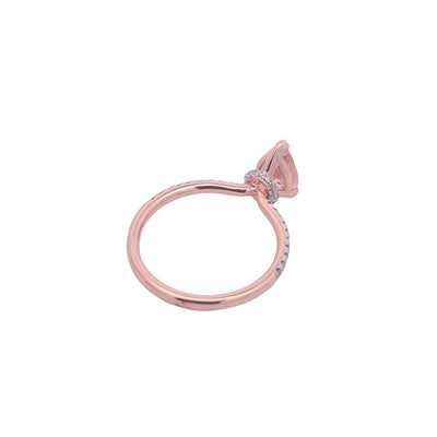 14ct Rose Gold Morganite & Diamond Hidden Halo Ring Set