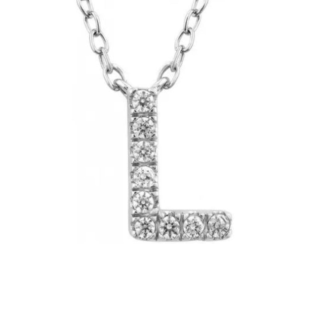 9k Diamond 'L' Initial Necklace