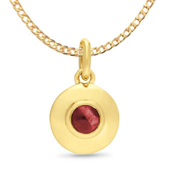 9ct Yellow Gold Ruby Disc Pendant