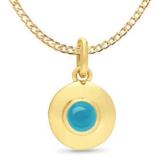 9ct Yellow Gold Turquoise Disc Pendant