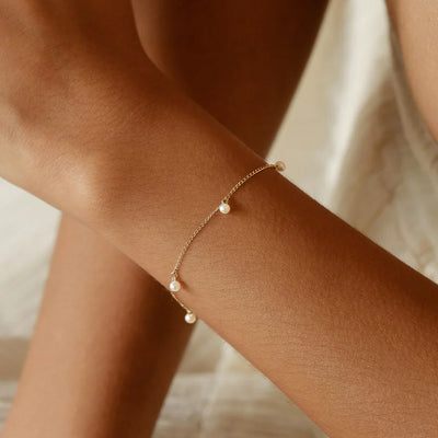 By Charlotte | Peace Lover | 14k Yellow Gold | Fresh Water Pearl | Bracelet