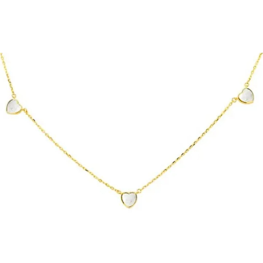 9ct Yellow Gold Mother of Pearl Heart Necklace 43cm