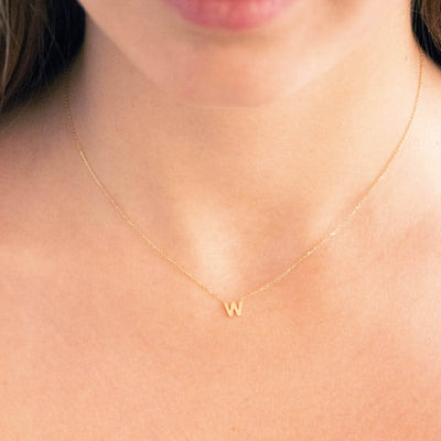 9k Yellow Gold Initial 'W' Necklace