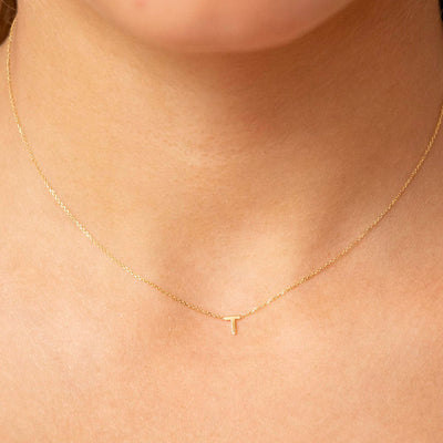 9k Yellow Gold Initial 'T' Necklace