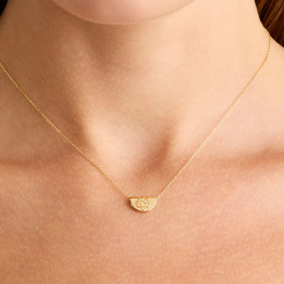 By Charlotte | 14k Yellow Gold | Mini Lotus | Necklace | 45cm