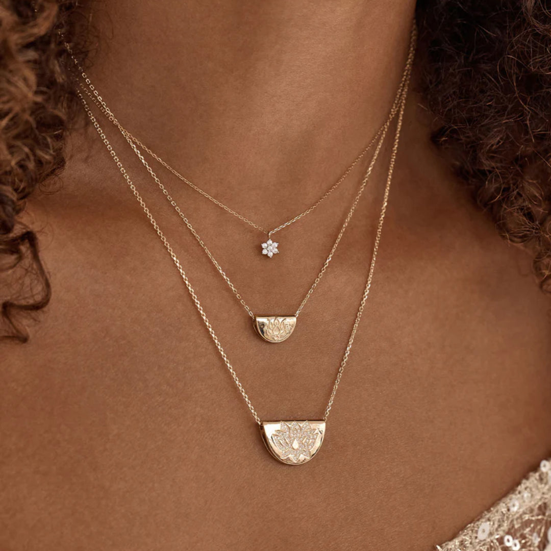 By Charlotte | 14k Yellow Gold | Mini Lotus | Necklace | 45cm