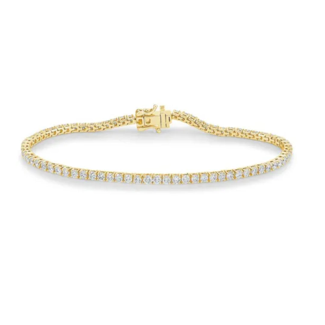 9ct Yellow Gold Lab Grown Diamond Tennis Bracelet