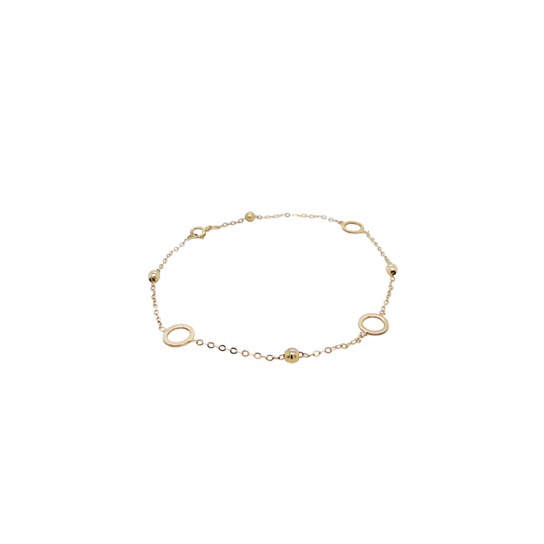 9k Yellow Gold Circle Bead Blet 19cm