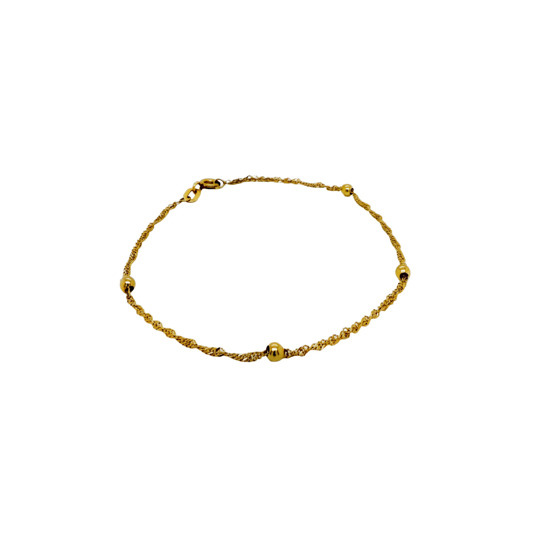 9k Yellow Gold Solid Ball Twist Bracelet