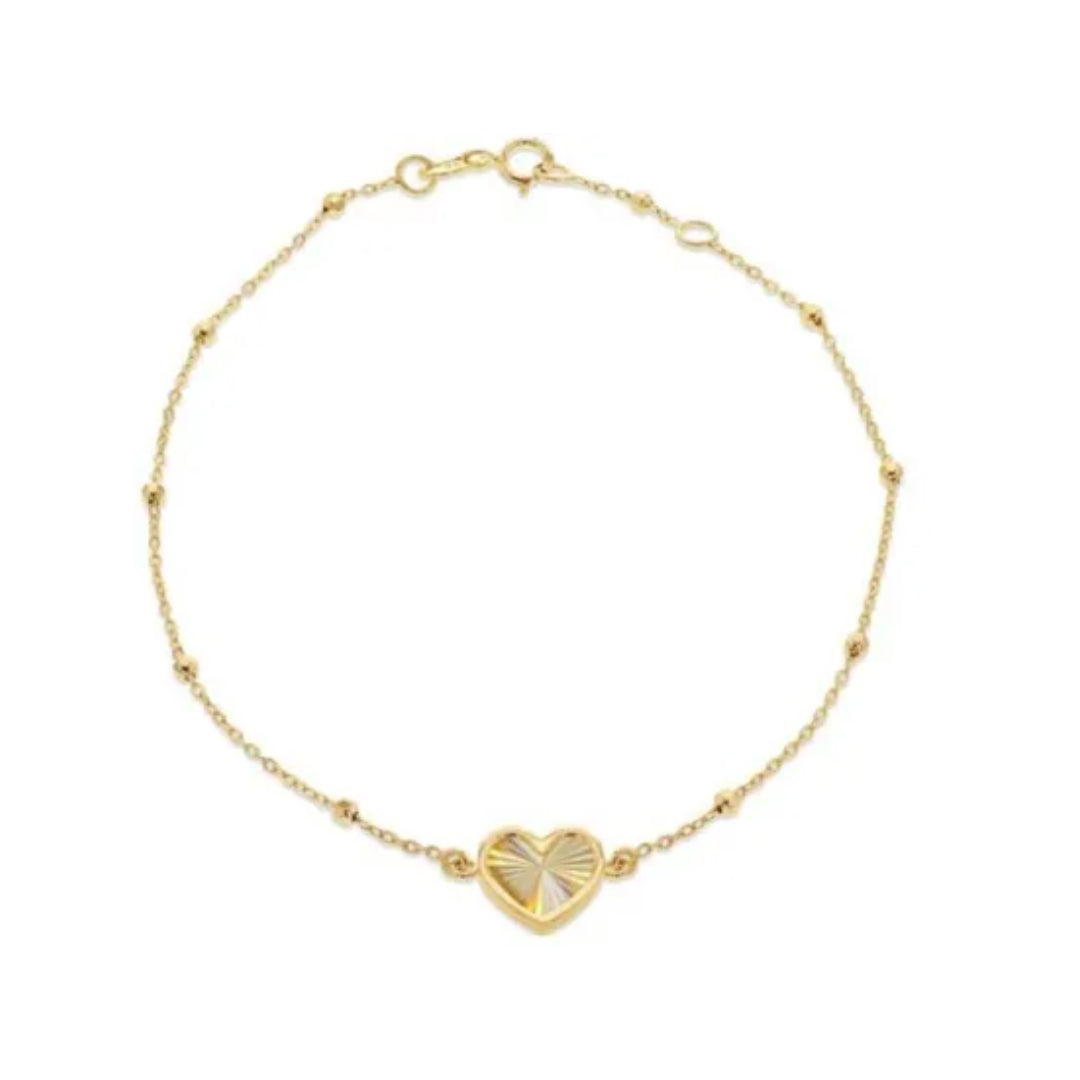 9ct Yellow Gold Heart Bracelet