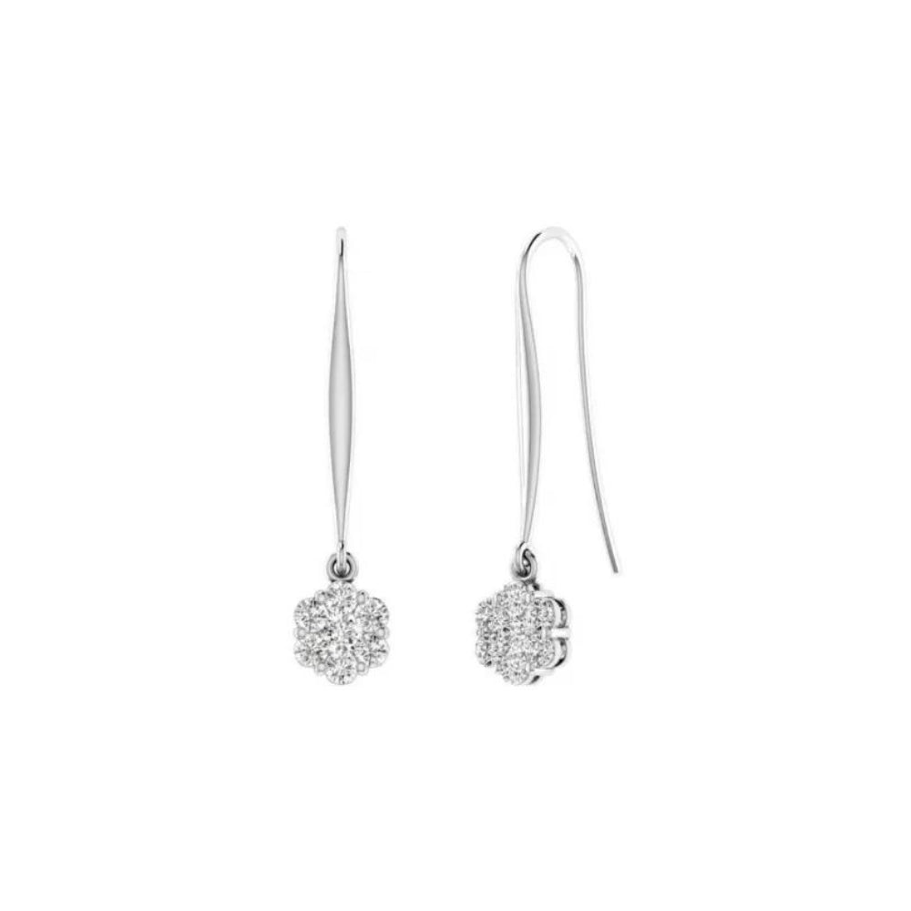 9k Diamond Cluster Hook Earrings