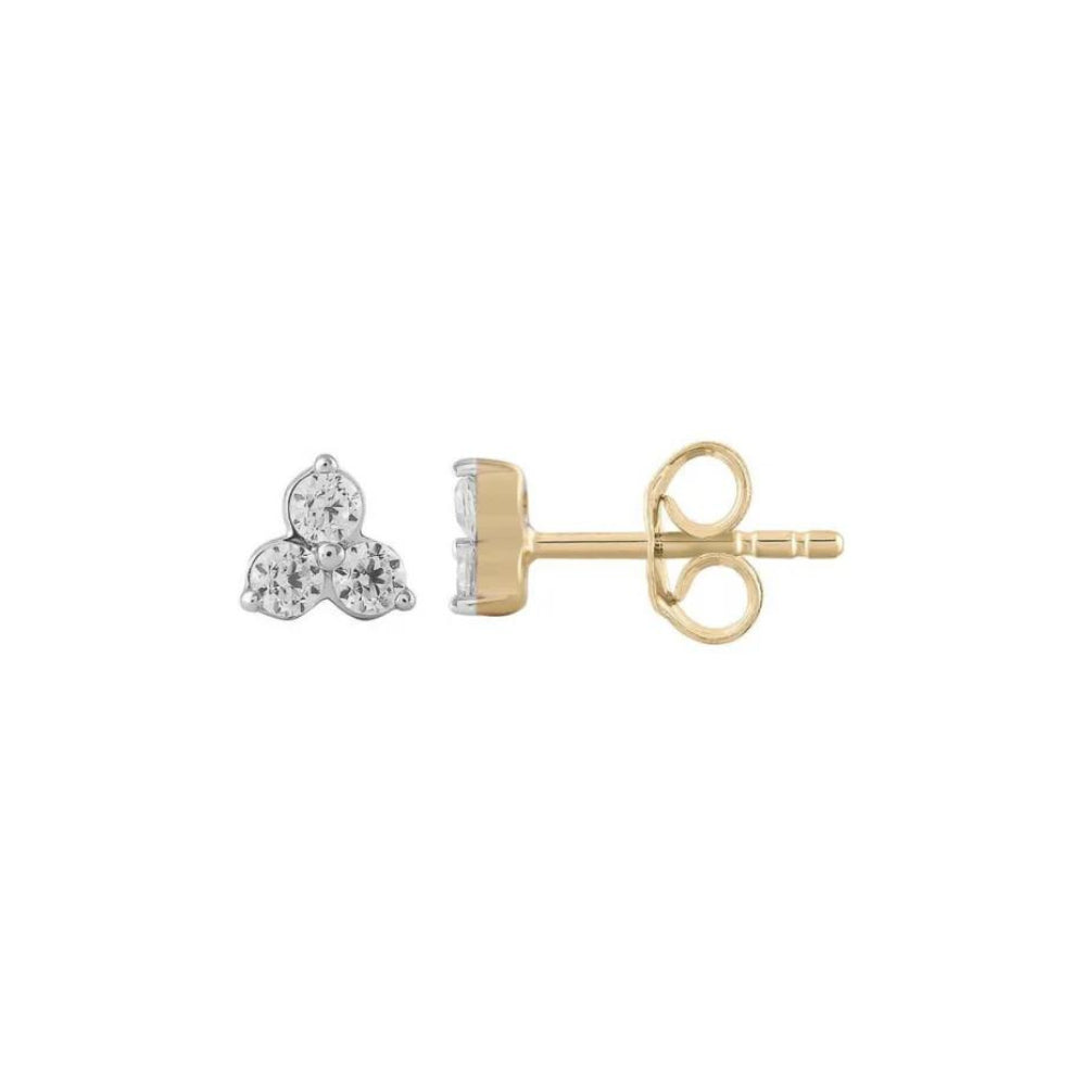 9k Yellow Gold Diamond Trio Stud Earrings