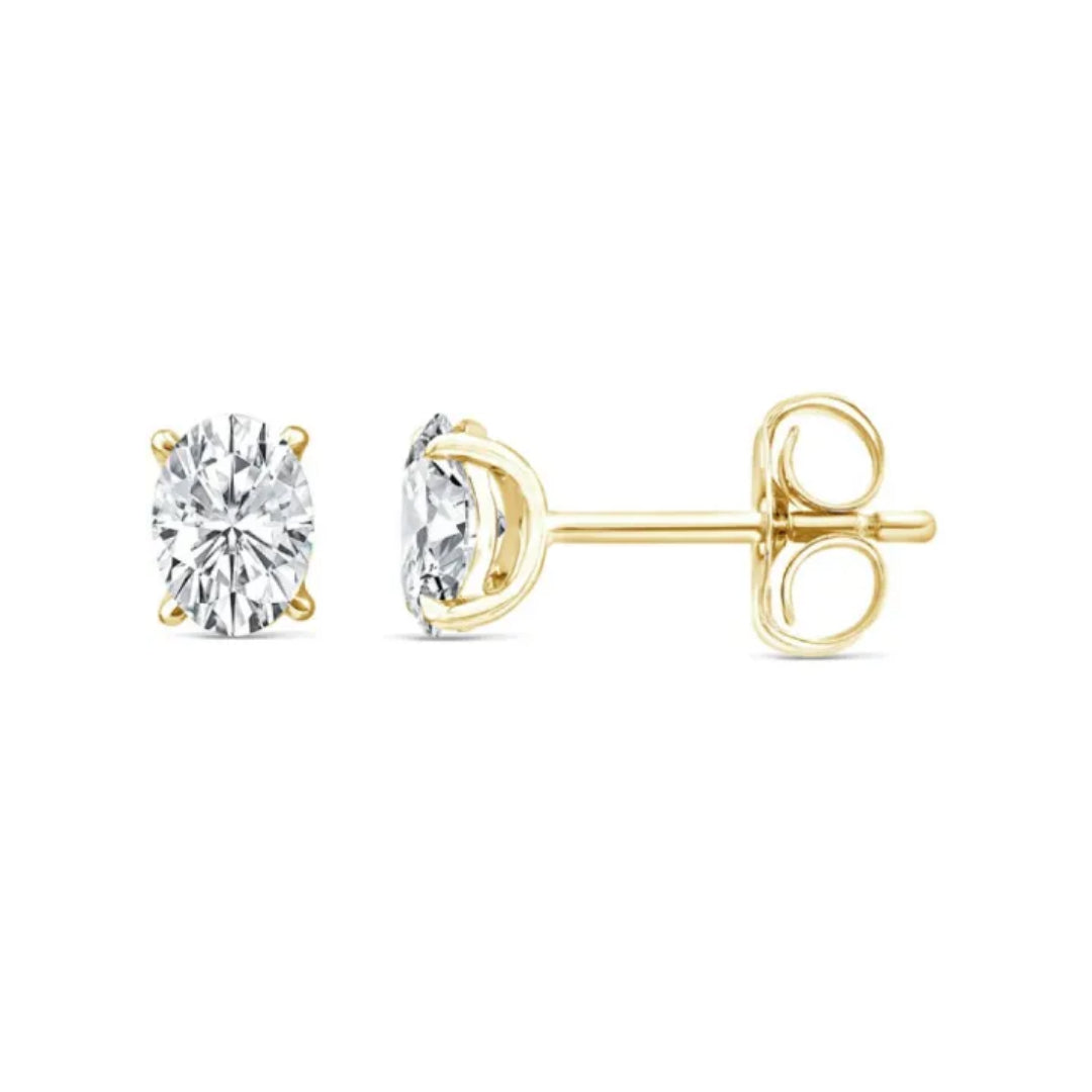 9ct Yellow Gold Lab Grown Diamond Oval Cut Stud Earrings
