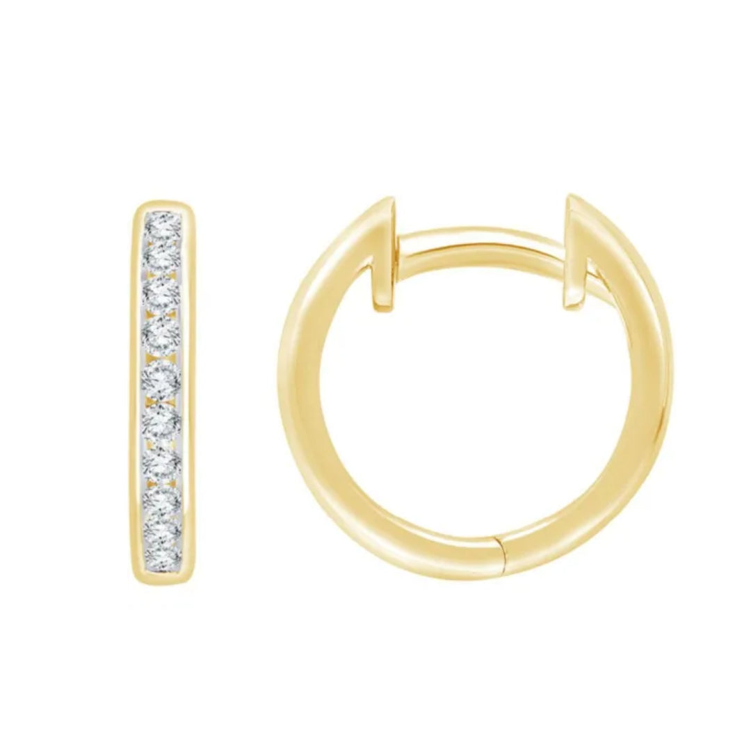 9ct Yellow Gold Lab Grown Diamond Huggie Earrings
