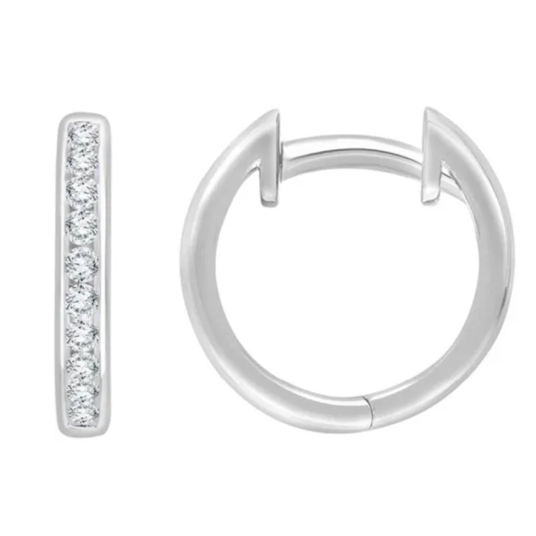 9k White Gold Lab Grown Diamond 0.25ct Huggie Earrings