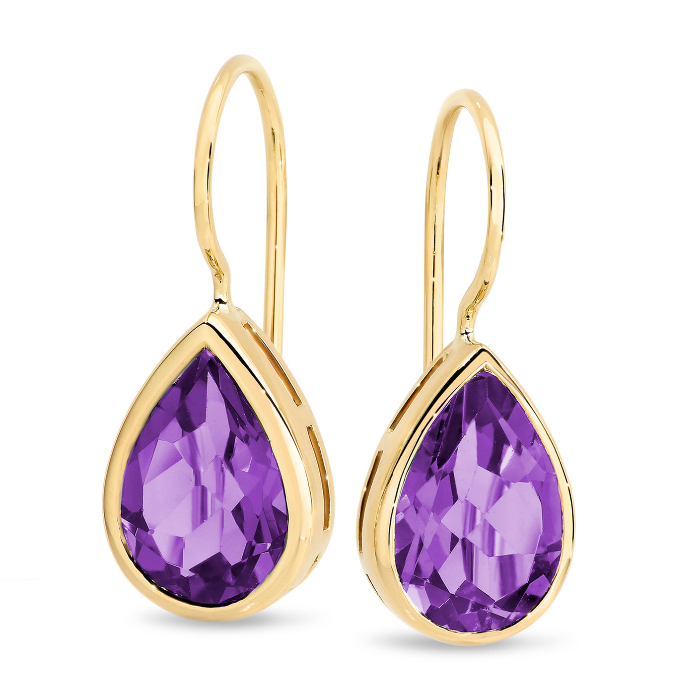 9ct YG Amethyst Shepherd Hook Earrings