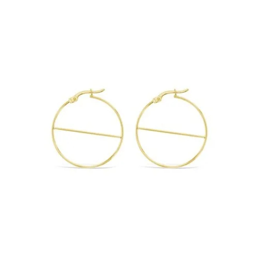 9K Yellow Gold Diagonal Bar Hoops