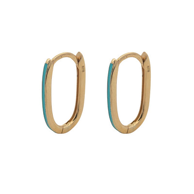 9k Gold Oval Parperclip Link Huggie Earrings