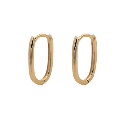 9k Gold Oval Parperclip Link Huggie Earrings