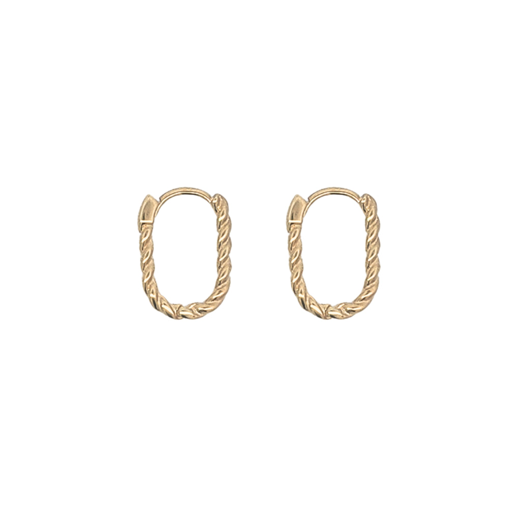 9k Gold Oval Twist Huggie Earrings