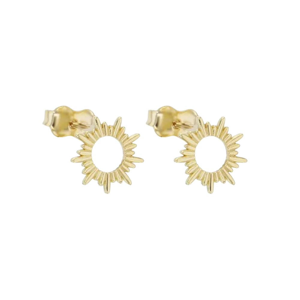 9k Yellow Gold Sun Style Stud Earrings